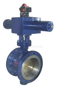 Hydraulic spring return flange type hard-sealed butterfly valve
